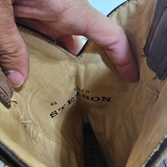 Stetson Ladies Jade Washed Wing Brown and Gray Boots Size 6.5 Chunky - Picture 8 of 9